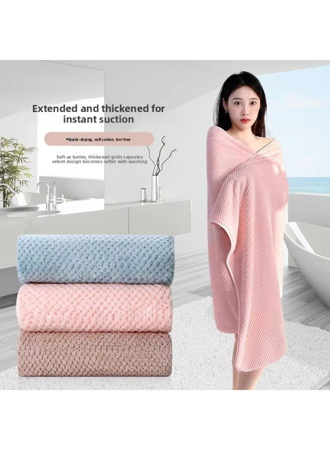 Quick-Dry Absorbent Bath Towel- Professional Sports Swimming Hot Spring Gym Use in Winter Polyester Material Pink 140x70cm - Image 1