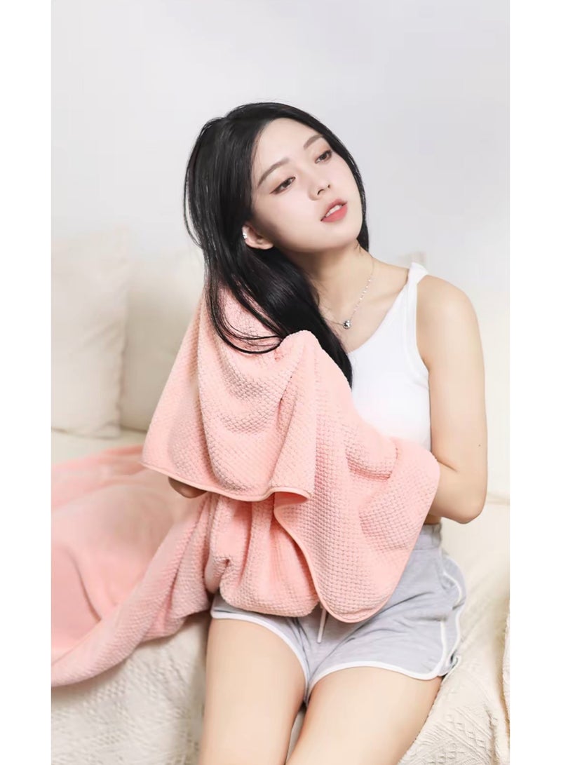 Quick-Dry Absorbent Bath Towel- Professional Sports Swimming Hot Spring Gym Use in Winter Polyester Material Pink 140x70cm - Image 5