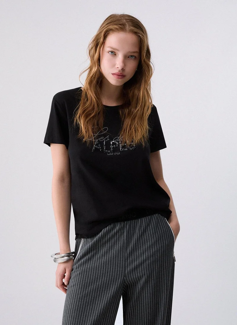 ليو جو T-shirt with rhinestones