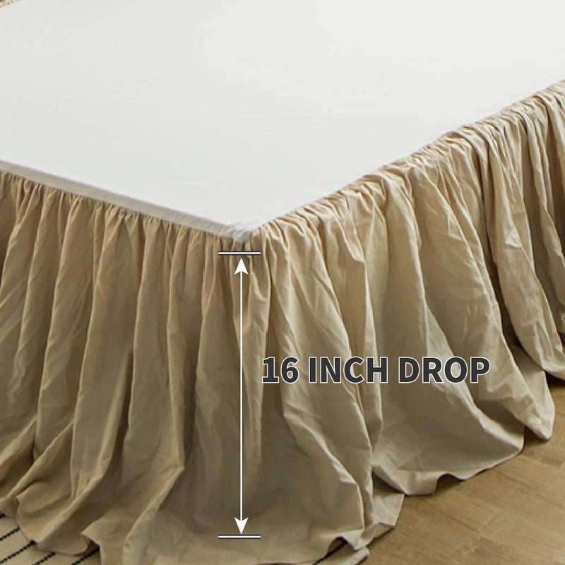 Simple&Opulence Belgian Linen Bed Skirt with Classic 16 inch Tailored Drop Dust Ruffle, Easy Fit Breathable Premium Natural Flax- Pleated Linen,King - Image 3