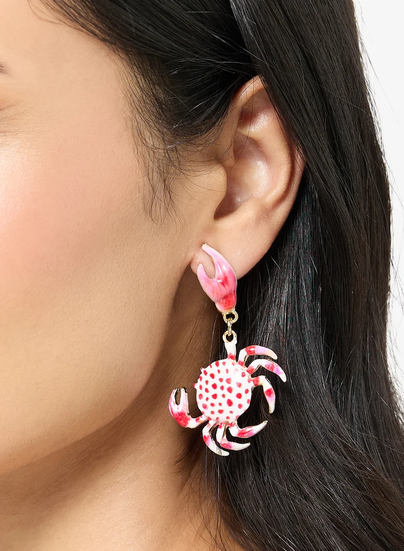 Ginger Crab Shaped Drop Down Earrings