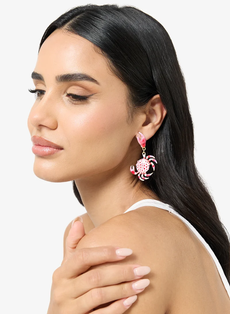 Ginger Crab Shaped Drop Down Earrings