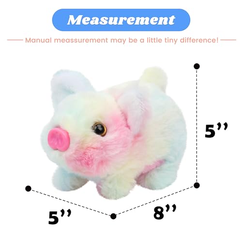 Hopearl Walking Piggy Pet Interactive Crawling Piglet Electronic Plush Toy Pig Oink Twitch Nose Wag Tail Animated Gifts for Toddlers Birthday Rainbow 8 - Image 5