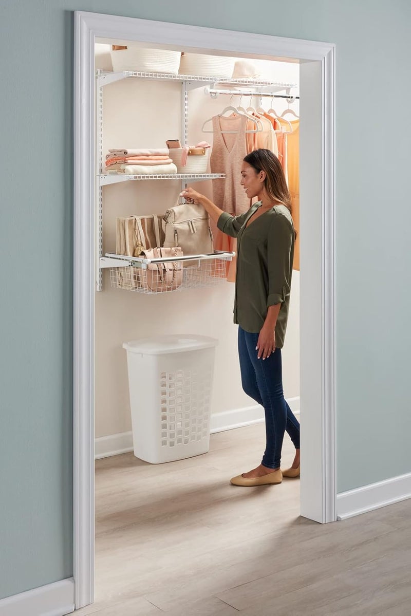 Rubbermaid سلة مطاطية قابلة للانزلاق لتنظيم أدراج الخزانة من Rubbermaid باللون الأبيض سلة قوية قابلة للسحب للمنزل، الحمام، غرفة الغسيل، غرفة الطين، المخزن، خزانة الأقمشة - Image 5