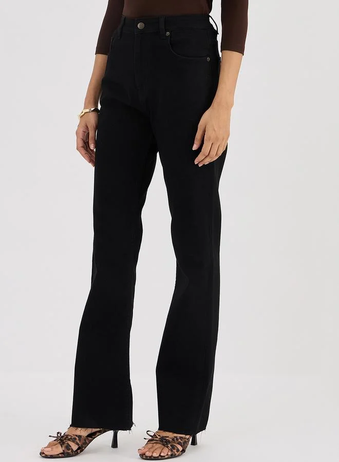Femmella Black Mid-Rise Bootcut Jeans