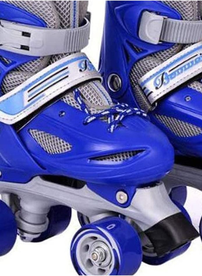 LIMOS - Roller Skates Shoes Double Rows 4 Wheels with Adjustable Size AREA for Boys And Girls (Blue M(35-38)) - Image 1
