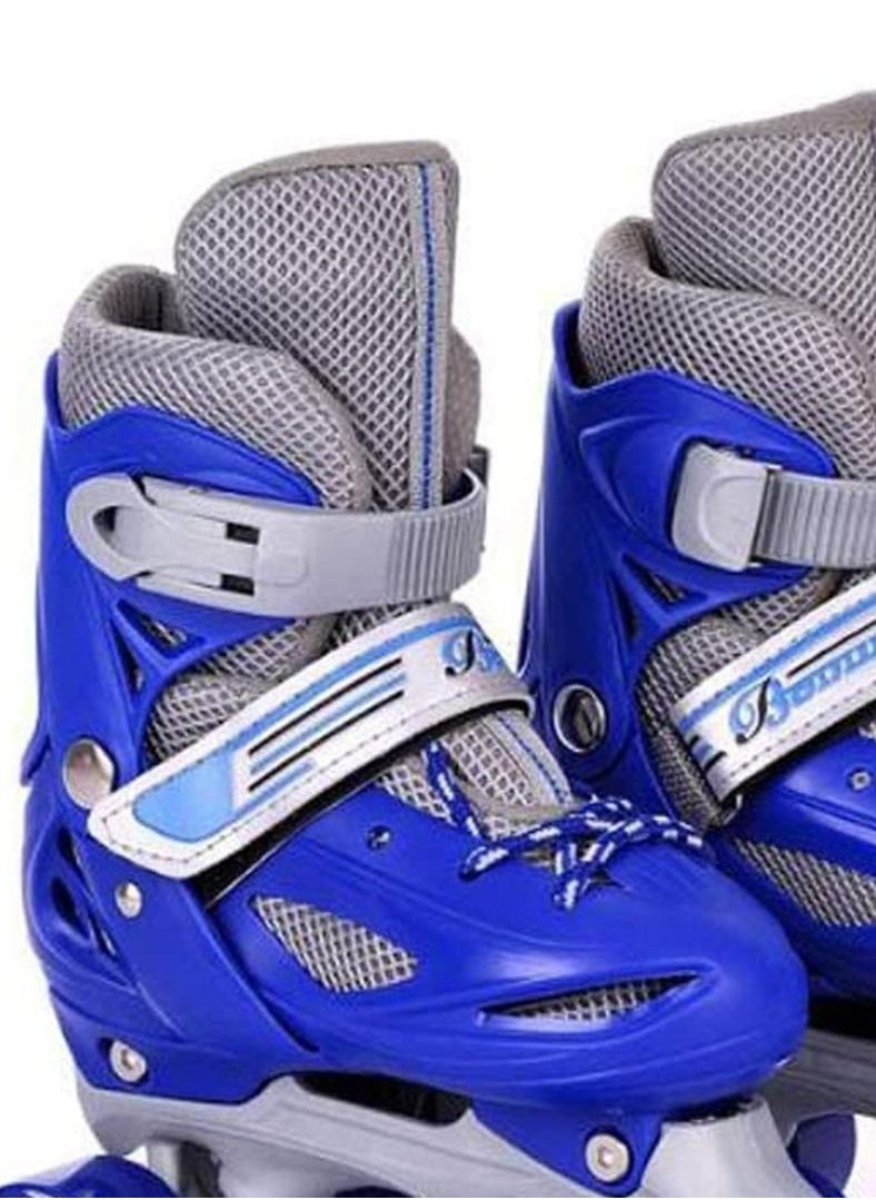 LIMOS - Roller Skates Shoes Double Rows 4 Wheels with Adjustable Size AREA for Boys And Girls (Blue M(35-38)) - Image 1
