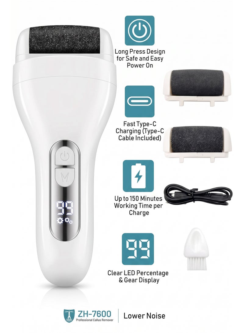 Lifenpure Rechargeable Electric Callus Remover for Feet Pedicure Foot Scrubber And Dead Skin Remover Tool Smooth And Soft Feet Care White - Image 5
