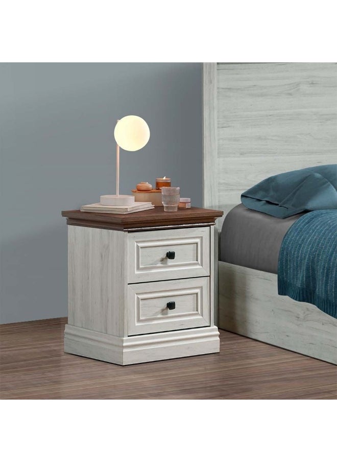 DANUBE HOME Pioneer 180X200 King Bed+2 Nightstands Dresser With Mirror With Storage And Foil Lamited Strong And Sturdy Modern Design Wooden Single Bed Frame Furniture Quiet And Comfortable Beds - White Oak+Brown  - Image 4