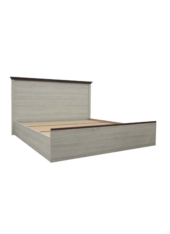 DANUBE HOME Pioneer 180X200 King Bed+2 Nightstands Dresser With Mirror With Storage And Foil Lamited Strong And Sturdy Modern Design Wooden Single Bed Frame Furniture Quiet And Comfortable Beds - White Oak+Brown  - Image 3