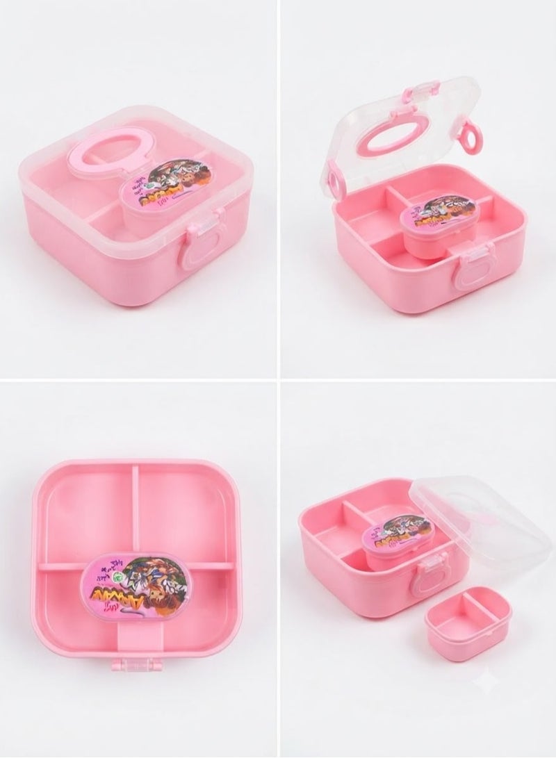 Lunchbox divided into 3 sections with an airtight lid to keep food fresh, available in different colors, 2 tiers, 15*15 cm