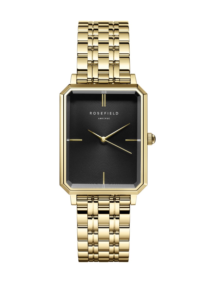 RoseField Rosefield Octagon Black Sunray Steel Gold Women Watch - OBSSG-O47  - Image 1