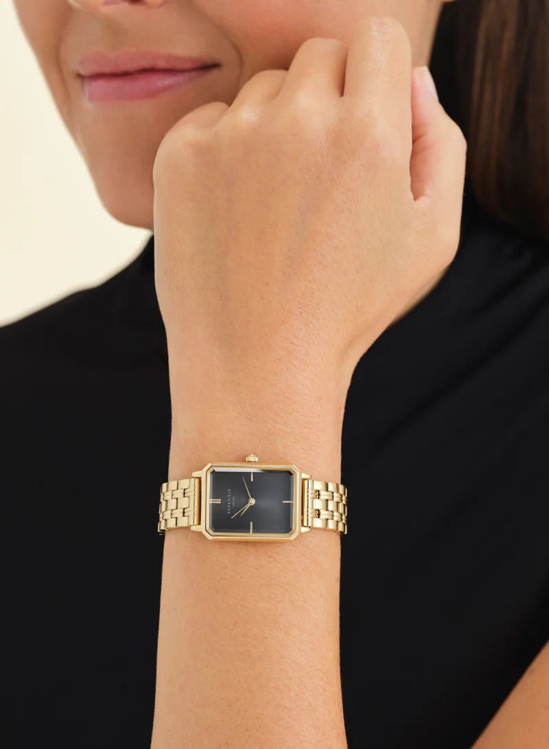 RoseField Rosefield Octagon Black Sunray Steel Gold Women Watch - OBSSG-O47