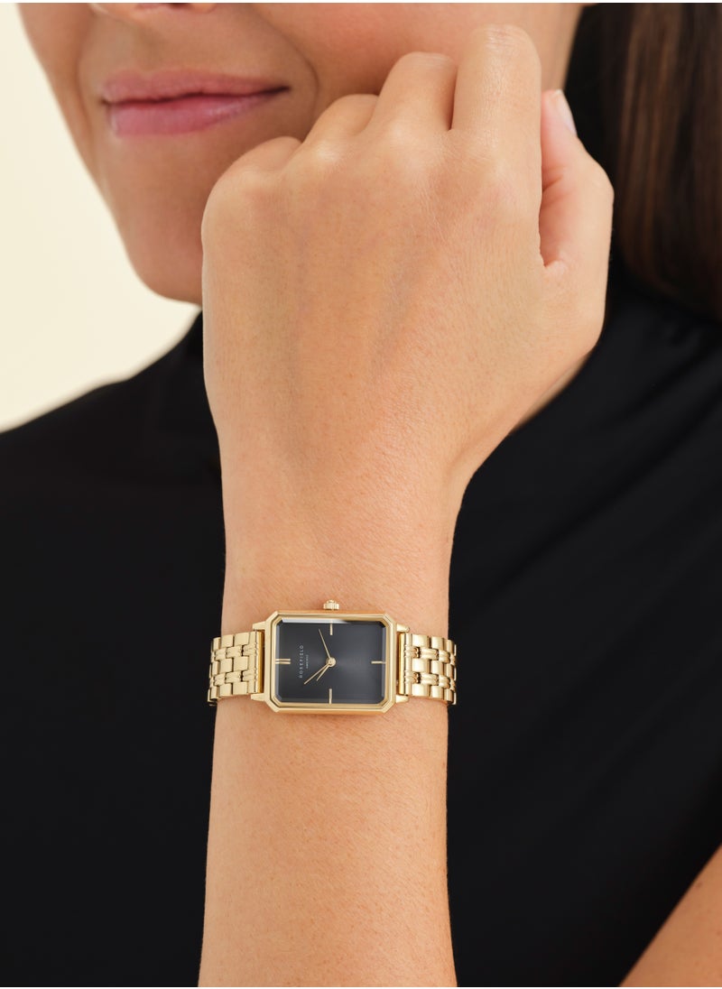 RoseField Rosefield Octagon Black Sunray Steel Gold Women Watch - OBSSG-O47  - Image 3