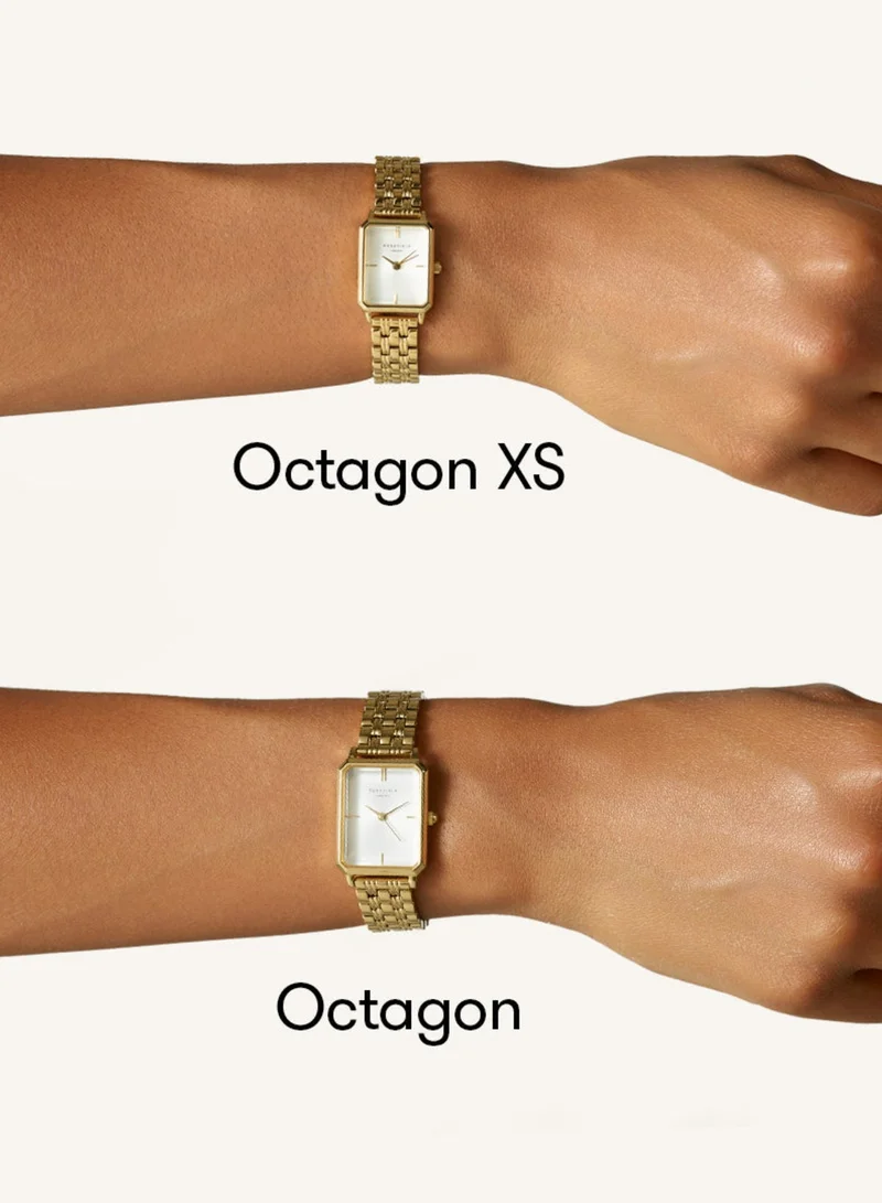 Rosefield  Women's Octagon Analogue Watch, Black Sunray Dial, Gold Steel Bracelet for Women | Best Price UAE