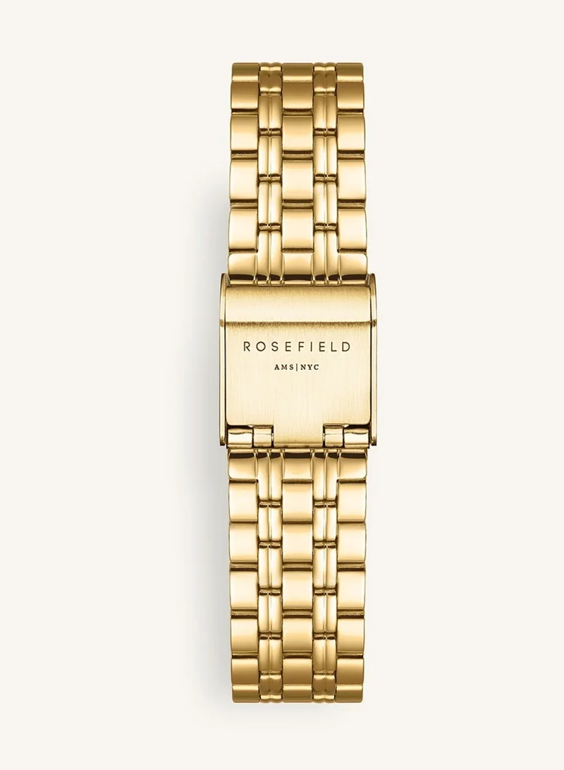 Rosefield  Women's Octagon Analogue Watch, Black Sunray Dial, Gold Steel Bracelet for Women | Best Price UAE