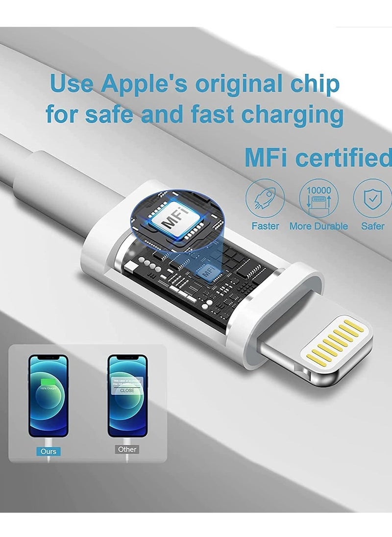 BGM - iPhone Fast Charger Plug & Cable 2mT, [Apple MFi Certified] iPhone 20W USB C USB C Charger Power Adapter w/ USB C to Lightning Cable iPhone 13/12/SE/11/XS/XR/X/8, iPad, AirPod, White - Image 1
