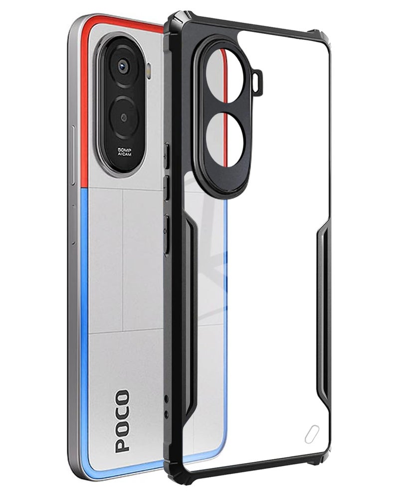 SPAZY CASE® Poco M7 Plus Back Cover | Transparent Crystal Clear Hard PC Back Case with TPU Bumper, Drop Protection Case Cover for Poco M7 Plus - Image 1