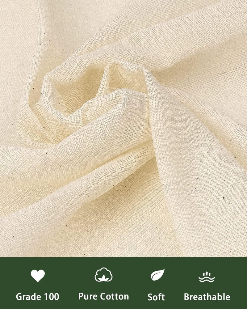 Dynta Cheesecloth for Straining Grade 100, 12 Pieces Reusable Hemmed Cheesecloth 20 x 20 Inches, 100% Unbleached Cotton Cheese Cloths for Straining, Filtering, Canning, Covering, Polishing and Decoration… - Image 2