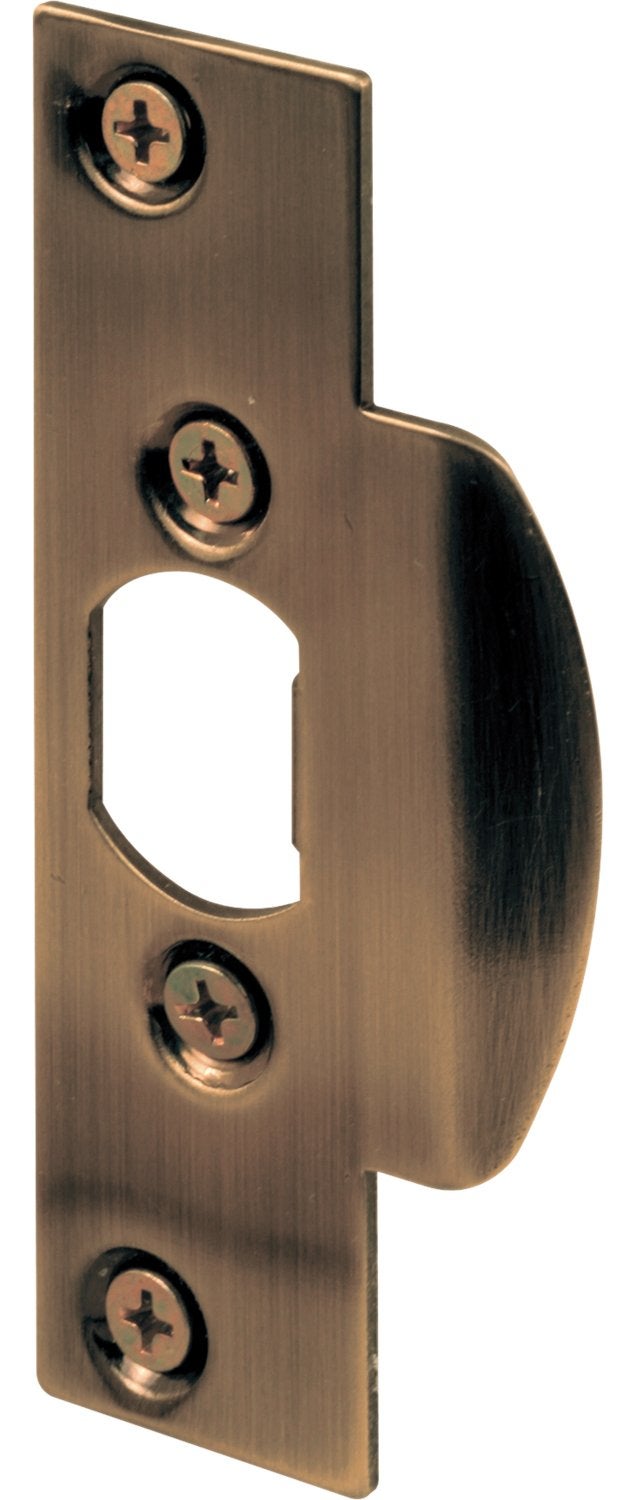 PrimeLine U 9424 Security Latch Strike 118 In x 414 In Stamped Steel Construction Antique BrassPlated Finish Single Pack