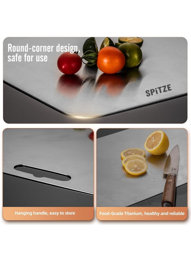 SPITZE لوح تقطيع من الفولاذ المقاوم للصدأ 304 للمطبخ – غير قابل للانزلاق، مزدوج الجانبين لتقطيع اللحوم والخضروات والفواكه، متين وسهل التنظيف وصحي - Image 5