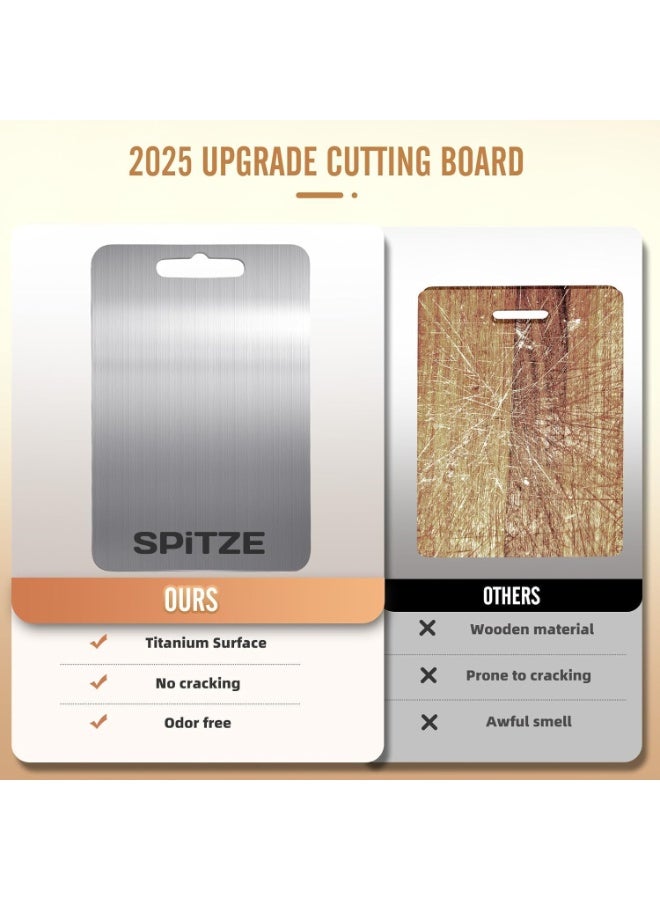 SPITZE لوح تقطيع من الفولاذ المقاوم للصدأ 304 للمطبخ – غير قابل للانزلاق، مزدوج الجانبين لتقطيع اللحوم والخضروات والفواكه، متين وسهل التنظيف وصحي - Image 4