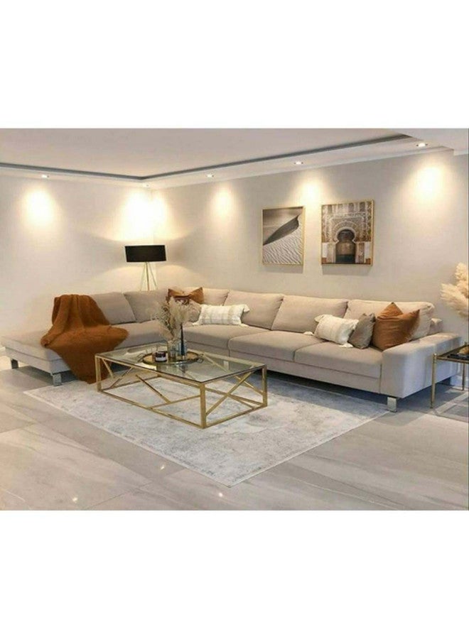 Al Home 5 Seater Linen Swedish Wood L-Shape Sofa - Beige - Image 1