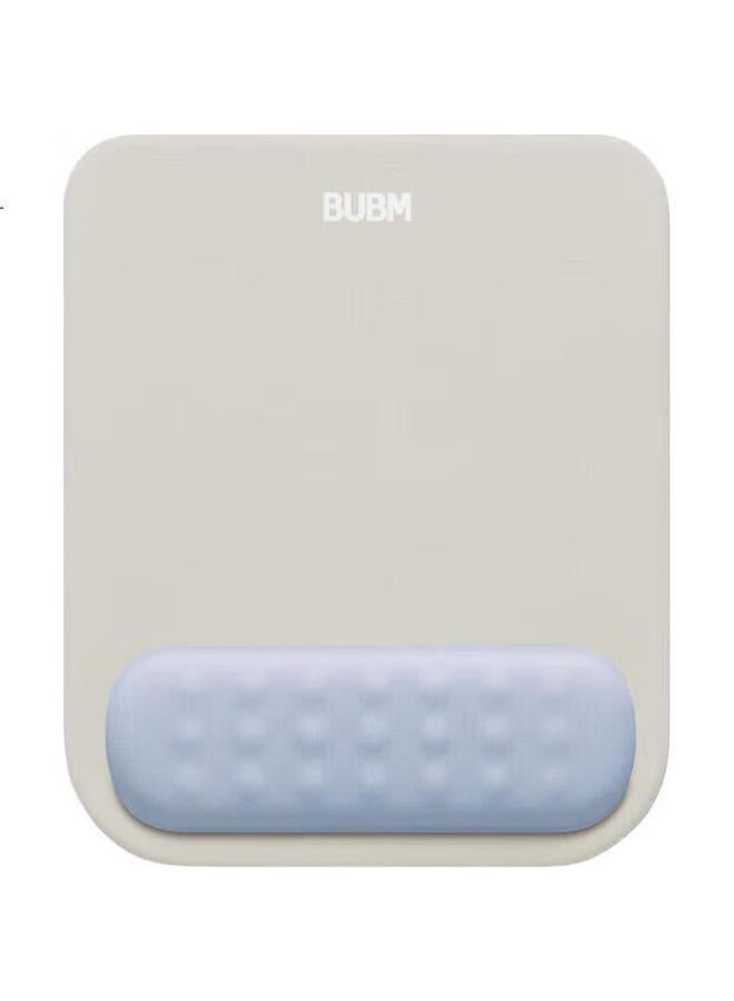 Bubm Memory Foam Mouse Pad Wrist Rest, Cute Creative Simple Silicone Laptop Mouse Wrist Support Pad For Women And Men, Gray And White With Blue - Image 1