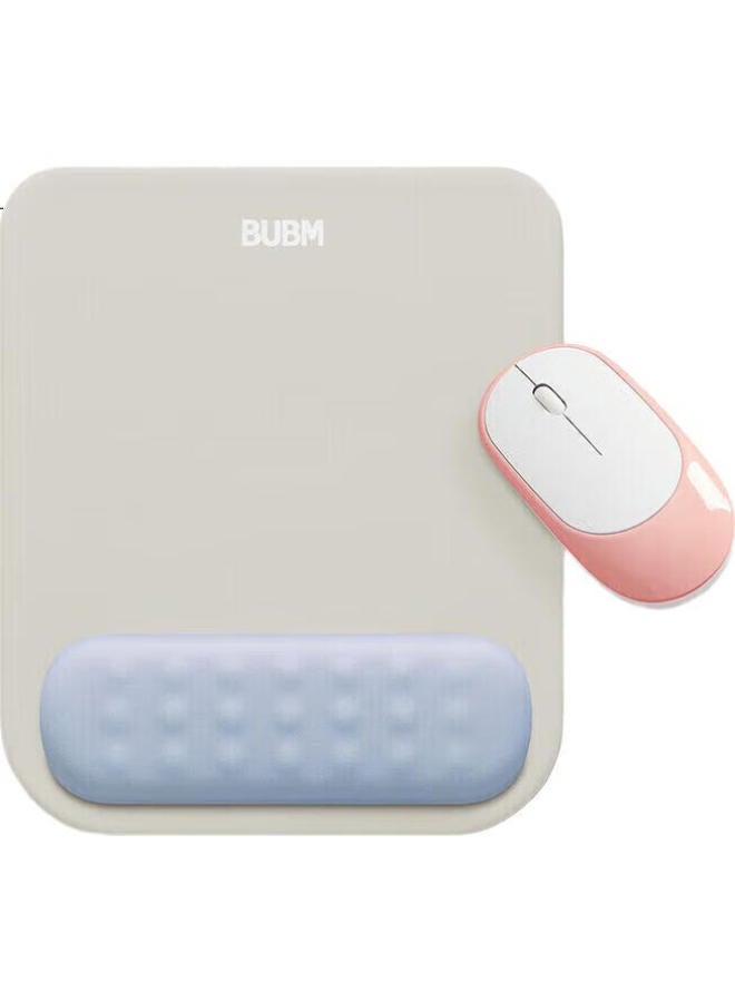 Bubm Memory Foam Mouse Pad Wrist Rest, Cute Creative Simple Silicone Laptop Mouse Wrist Support Pad For Women And Men, Gray And White With Blue - Image 2