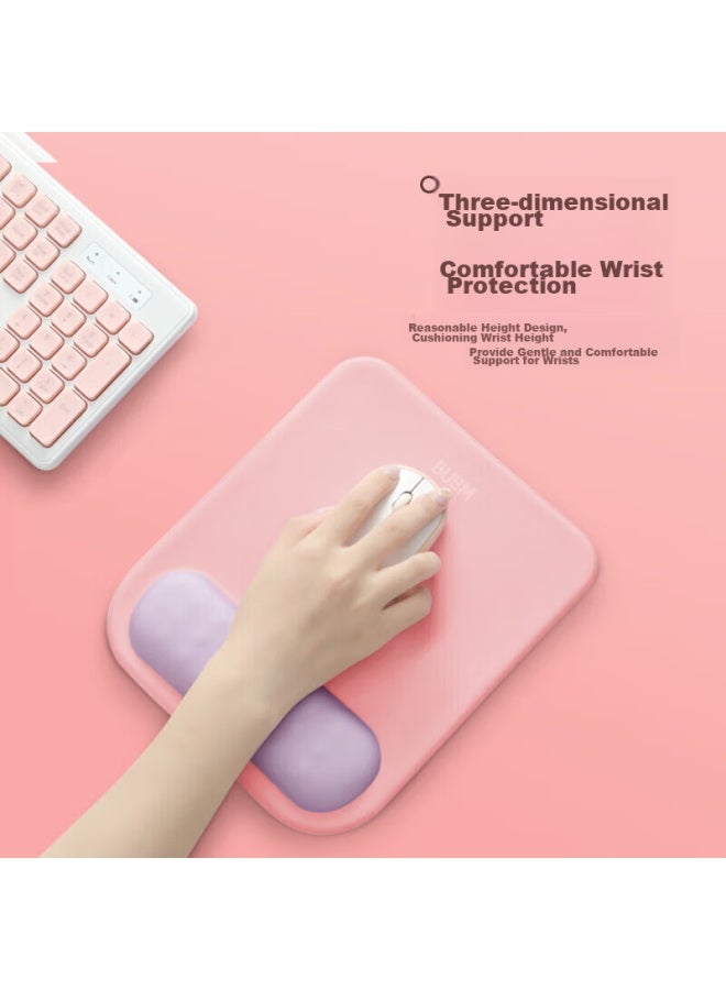 Bubm Memory Foam Mouse Pad Wrist Rest, Cute Creative Simple Silicone Laptop Mouse Wrist Support Pad For Women And Men, Gray And White With Blue - Image 5