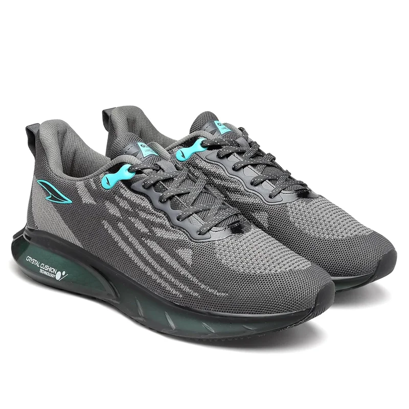 Asian Men's Dark Grey Firozi Running Shoes with Laces