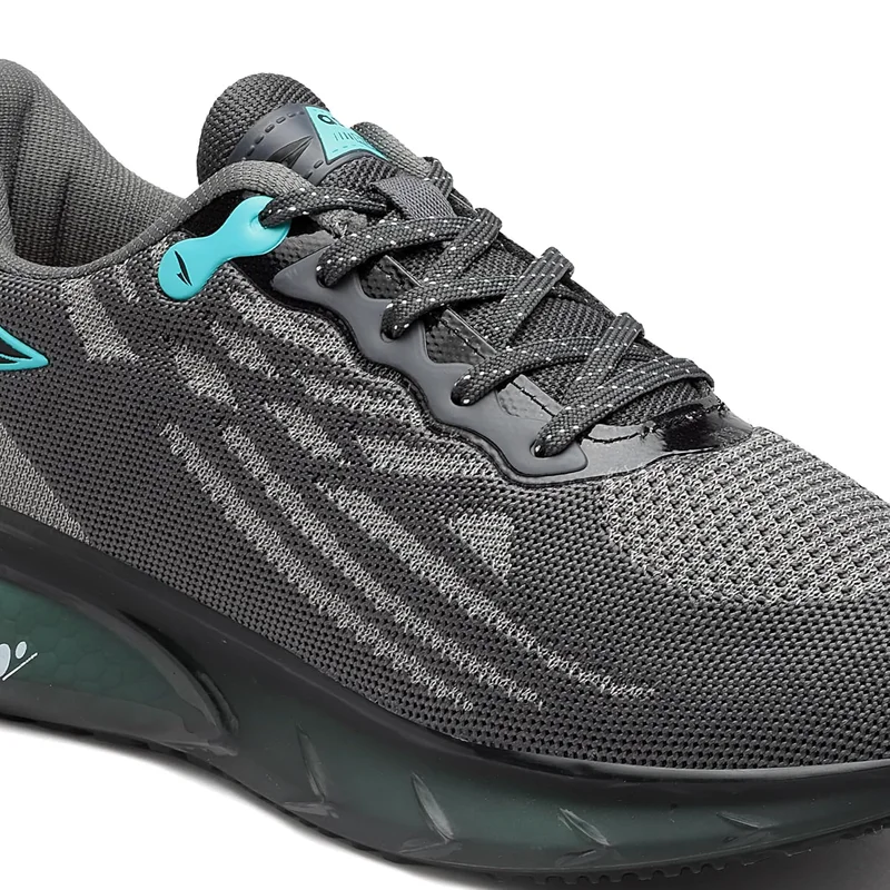Asian Men's Dark Grey Firozi Running Shoes with Laces