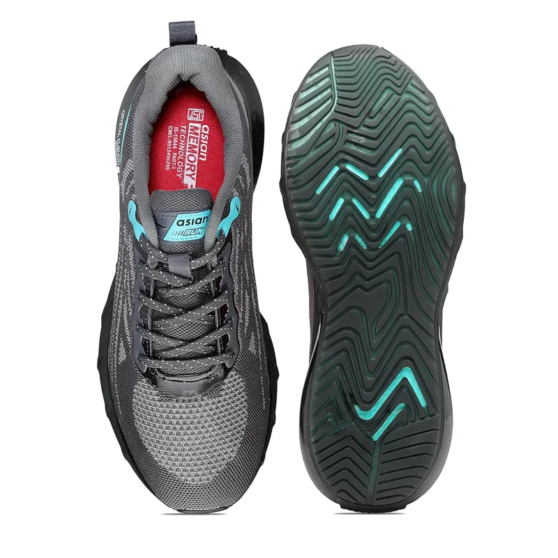 Asian Men's Dark Grey Firozi Running Shoes with Laces