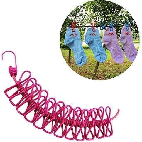 MYSELF Clothes Line with Clips Lightweight Outdoor Washing Line Elastic Outdoor Trekking Traveling Hanger Elastic Rope Rope Line StringMulticolor - Image 4