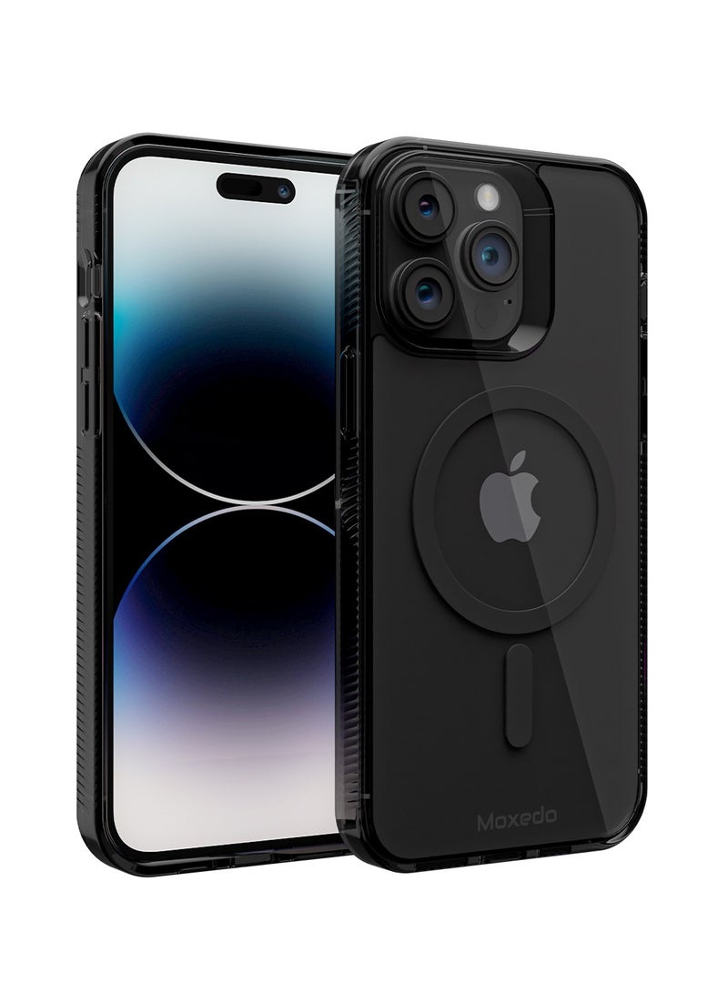 Moxedo Magnetic Protective Case 360 Protection Clear Case Hard PC with Built-in Strong Magnets Compatible with Magnetic Safe Designed for iPhone 14 Pro 6.1 inch (Black) - Image 1