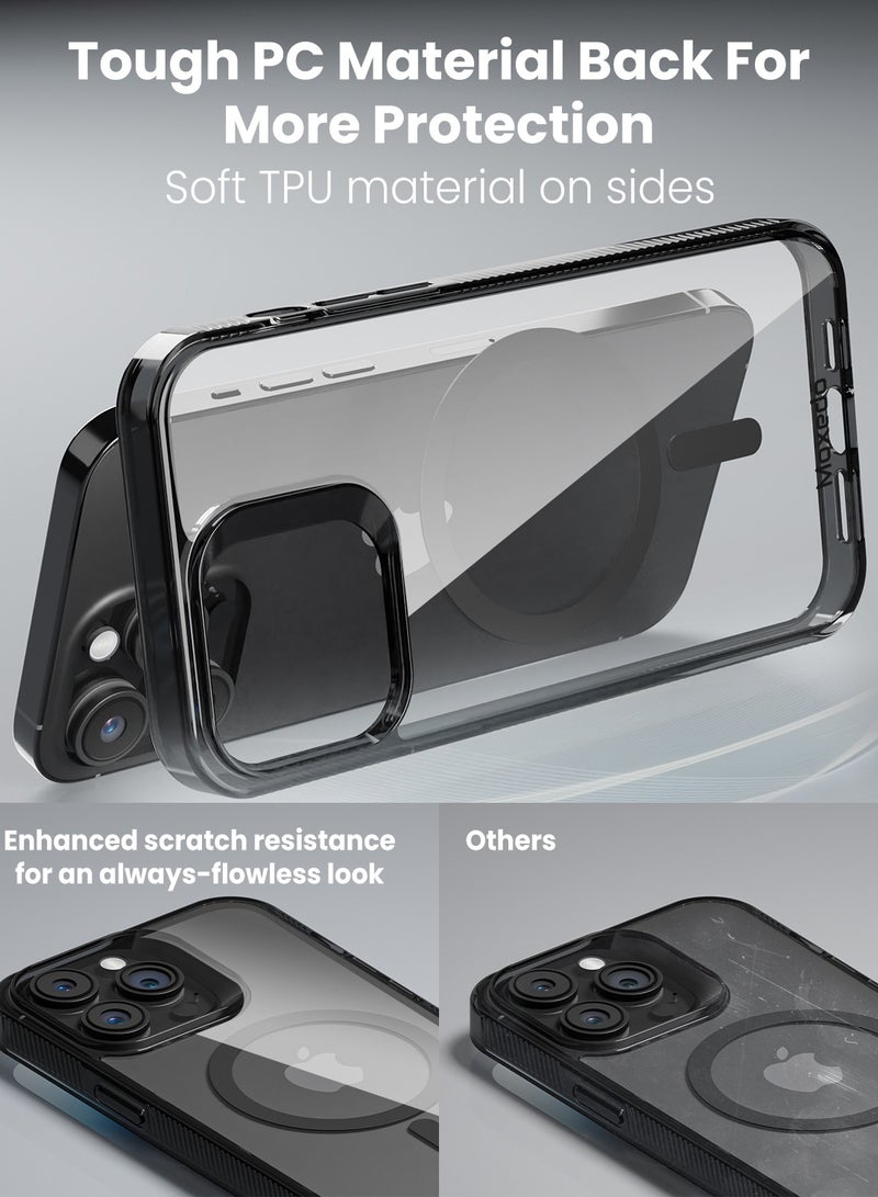 Moxedo Magnetic Protective Case 360 Protection Clear Case Hard PC with Built-in Strong Magnets Compatible with Magnetic Safe Designed for iPhone 14 Pro 6.1 inch (Black) - Image 3