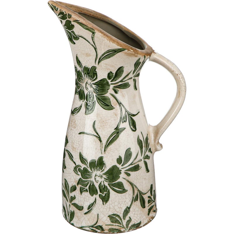 Sawysine 10.2 Inch Vintage Ceramic Vase with Handle Retro Ice Cracked Glaze Porcelain Vase Rustic Farmhouse Centerpiece Table Decorations for Home Decor Table Centerpiece(Simplicity) - Image 1