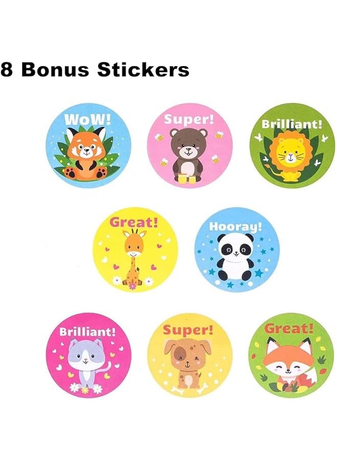 X spring Reward Stickers For Kids 500Pcs Reward Stickers For Teacher 8 Kinds Of Motivational Stickers Teacher Supplies For Classroom Training Stickers Large Animal  - Image 2