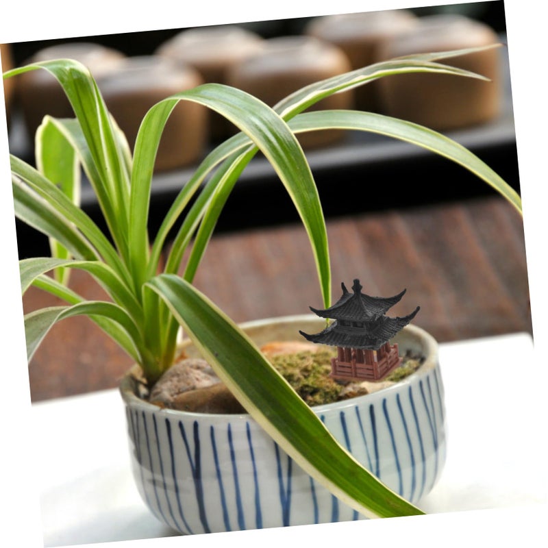 Miniature Pavilion Ornament For Bonsai Aquarium Garden Asian Architecture Decor - Image 4
