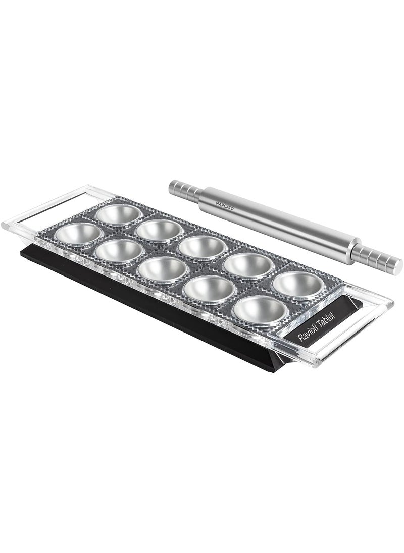 MARCATO Marcato Design Atlas Tablet Pasta Maker Made in Italy Black Makes 10 Raviolis  - Image 1