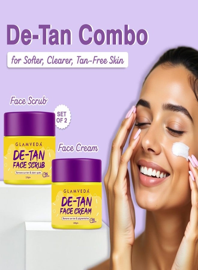 Glamveda De-Tan Combo Face Scrub & Face Cream Mask | Instant Tan Removal & Pigmentation Dark Spots, Dead Skin & Blackhead Remover | Clarifies & Glowing Skin | All Skin Type | For Men & Women 200g - Image 3