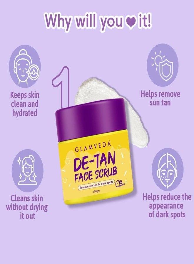 Glamveda De-Tan Combo Face Scrub & Face Cream Mask | Instant Tan Removal & Pigmentation Dark Spots, Dead Skin & Blackhead Remover | Clarifies & Glowing Skin | All Skin Type | For Men & Women 200g - Image 5
