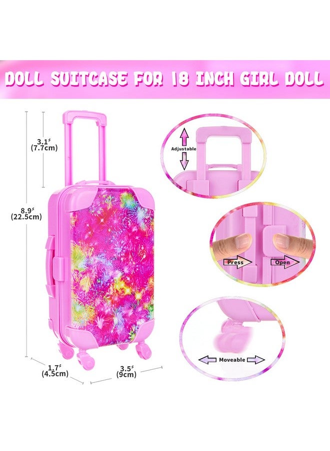 Ecore Fun American 18 Inch Doll Clothes And Accessories Doll Suitcase Set, 10 Pcs Doll Travel Play Set With Doll Backpack Clothes Hair Clips Camera Computer Phone Fit 18 Inch Dolls Girl Gifts - Image 3