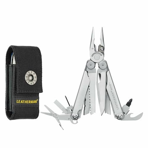 Leatherman Wave Plus Stainless Steel Full Size Multitool | Closed Length: 10 cm | 18 in 1 Functional Tools with Nylon Sheath | Weight: 241 g, Width: 3.05 cm 25 Years Warranty | Outdoor - Image 1