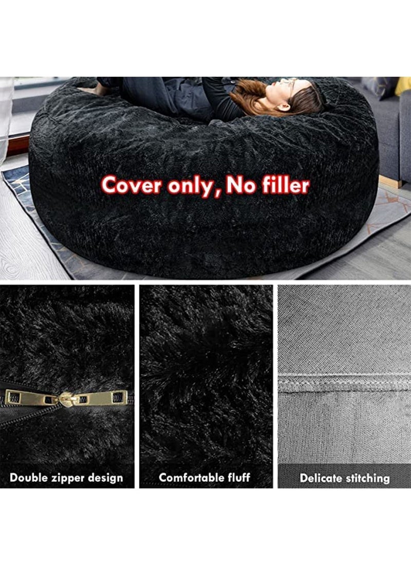 LIMOS Large Bean Bag Cover(Filler Not Included) Round Soft Fluffy Cover with Faux Fur  - Image 5