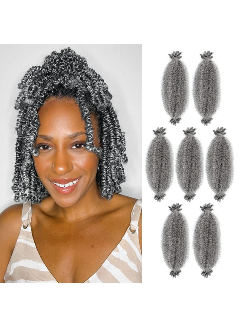 Youngther - Springy Afro Twist Hair 16 inch 7 packs Wrapping Hair for Faux locs crochet hair Synthetic Grey Marley Twist Braiding Hair Extension For Black Women16inch Grey - Image 1