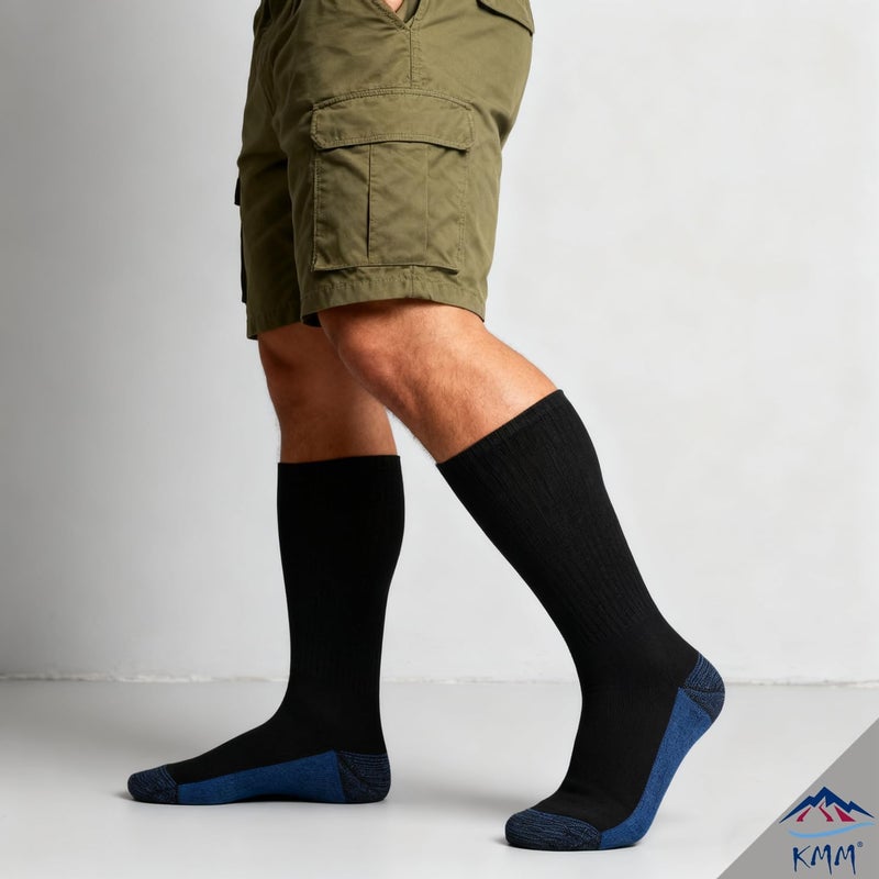 MM Men's Cotton Full Thick Cushion Crew Socks Moisture Control Heavy Duty Work Boot Warm Thermal Anti Wicking Sweat Blisters - Image 2