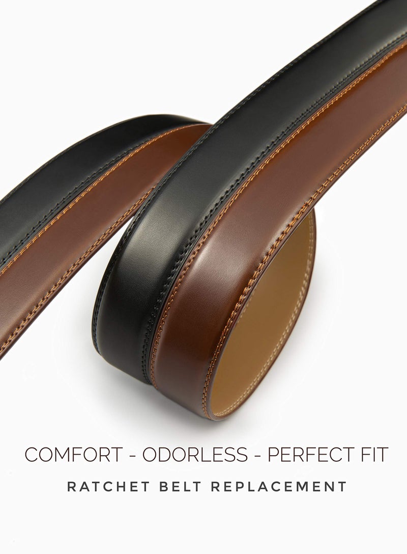 CHAOREN CHAOREN Ratchet Belt 2 Set Strap Only 1 1/8", Replacement Leather Belt for 32mm Buckle  - Image 3