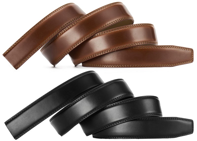 CHAOREN CHAOREN Ratchet Belt 2 Set Strap Only 1 1/8", Replacement Leather Belt for 32mm Buckle  - Image 2