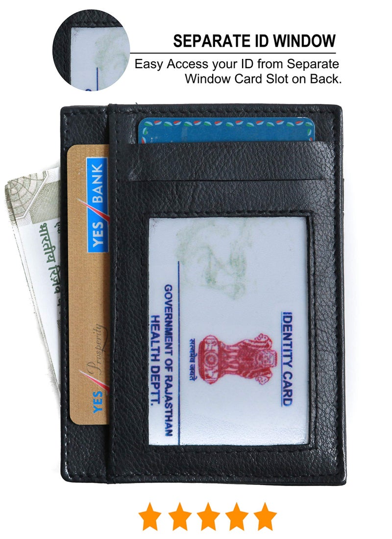 Husk N Hoof RFID Protected Leather Credit Card Holder Wallet for Man Women | Card Holder for Men Woman | Black - Image 3